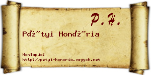 Pétyi Honória névjegykártya